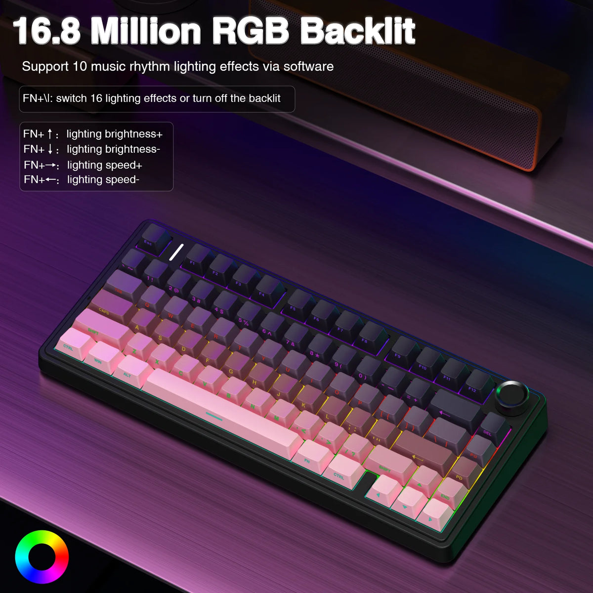 AULA F75Pro Wireless Gaming Mechanical Keyboard 75% Customized RGB Layout Gasket Mounted Side-engraving PBT Keycaps